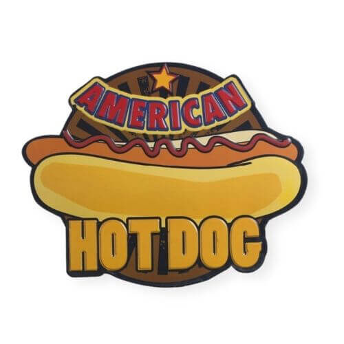 Amercian hot dog metal sign