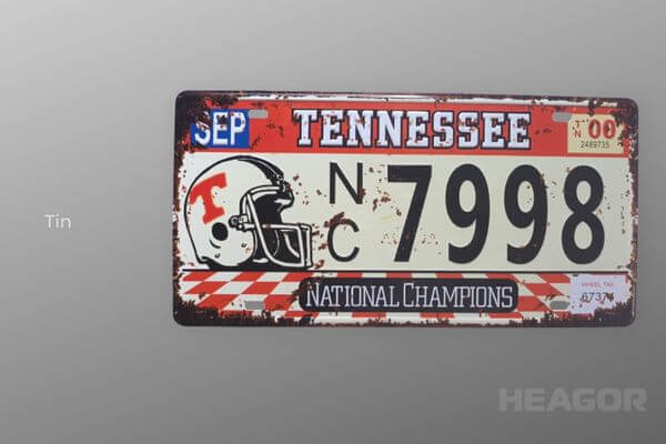 Tin license plate