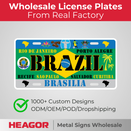 brazil souvenir license plates, green color with map of brasilia