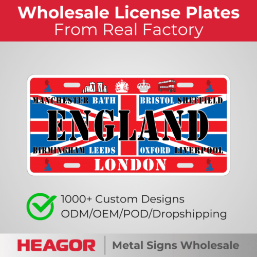 england souvenir license plates london uk flag design