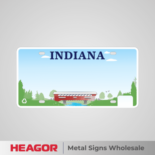 indiana state license plate blank of aluminum and reflective sheeting materiall