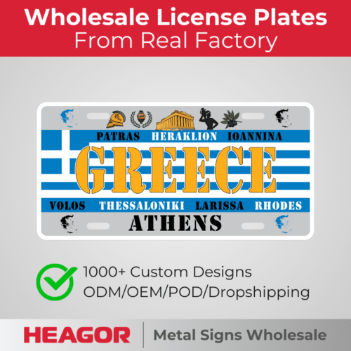 metal greece souvenir license plates, athens aluminum decoration