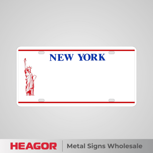 new york red and white license plate blank