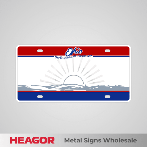 ohio red and blue sunrise license plate blank