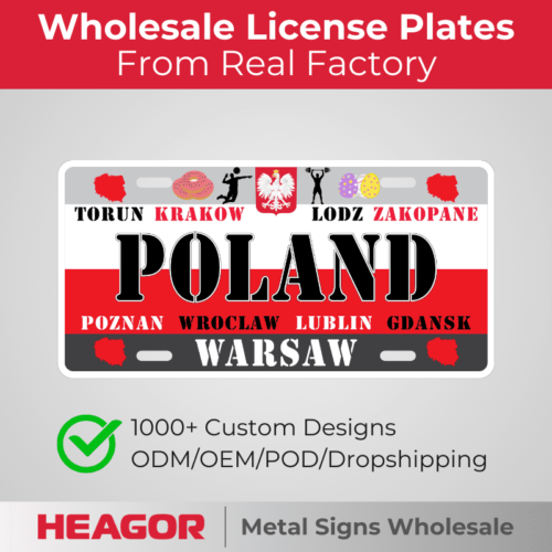 poland souvenir license plates for odm, oem, pod and dropshipping