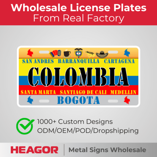 souvenir license plates for colombia tourism bogota