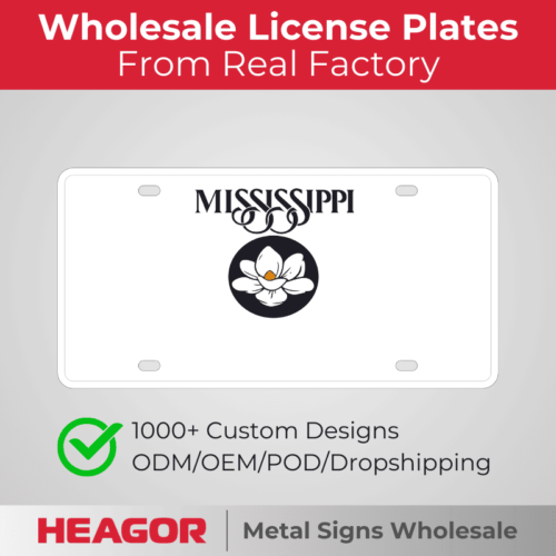 mississippi white blank license plates for wholesale by heagor factory